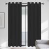 GOUBAN Blackout Curtain with Grommets, 200 x 230 cm, Thermal Room-Darkening Curtain for Bedroom and Living Room, Washable, Black view 1