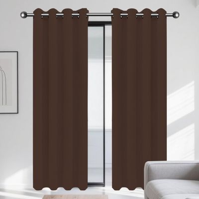 GOUBAN Blackout Curtain with Grommets, 280 x 140 cm, Brown