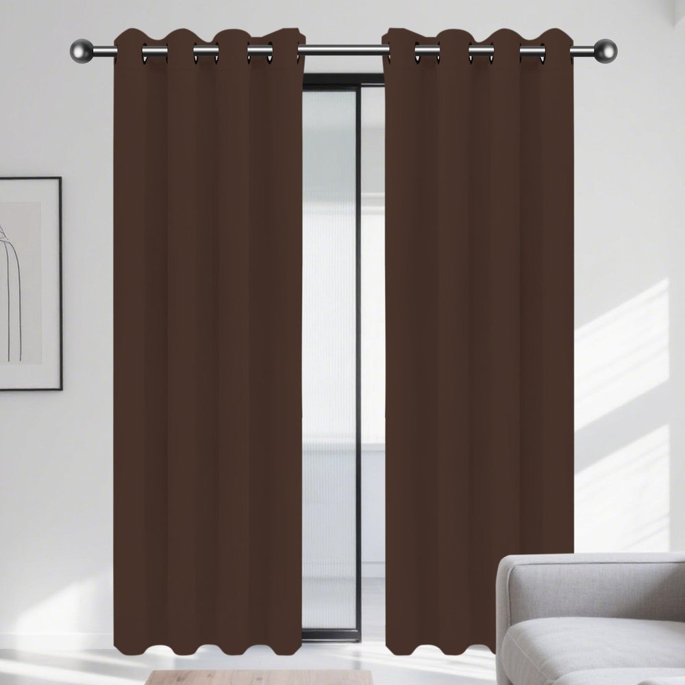 GOUBAN Blackout Curtain with Grommets, 280 x 140 cm, Brown