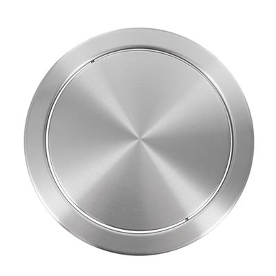Round Stainless Steel Trash Can Lid with Hinged Lid, Silver