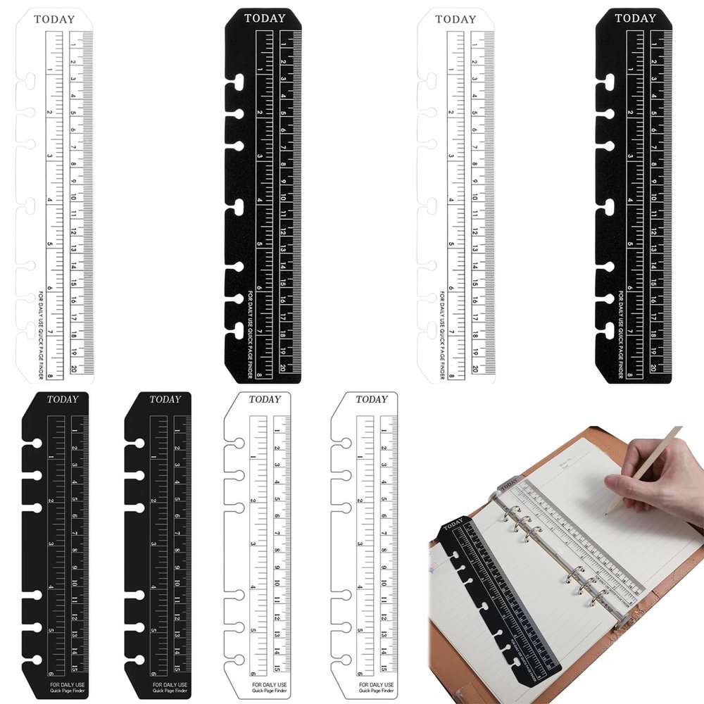 8-Piece Bookmark Ruler Set, A5 & A6 Page Markers, Black and Clear
