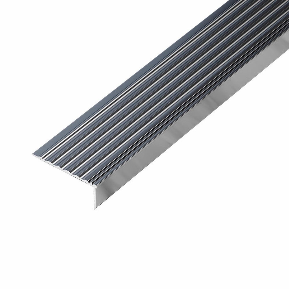 Stair Tread Anti-Slip Strip, Aluminum Alloy Edge Profile, Gray