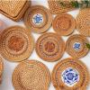 4-Piece Woven Rattan Coaster Set, 10 cm view 4