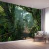Tropical Nonwoven Photo Wallpaper, High-Resolution Green Jungle Suspension Bridge Mural with 3D Effect, Washable and Easy to Install, Modern Design for Living Room, Bedroom or Office view 1
