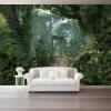 Tropical Nonwoven Photo Wallpaper, High-Resolution Green Jungle Suspension Bridge Mural with 3D Effect, Washable and Easy to Install, Modern Design for Living Room, Bedroom or Office view 2