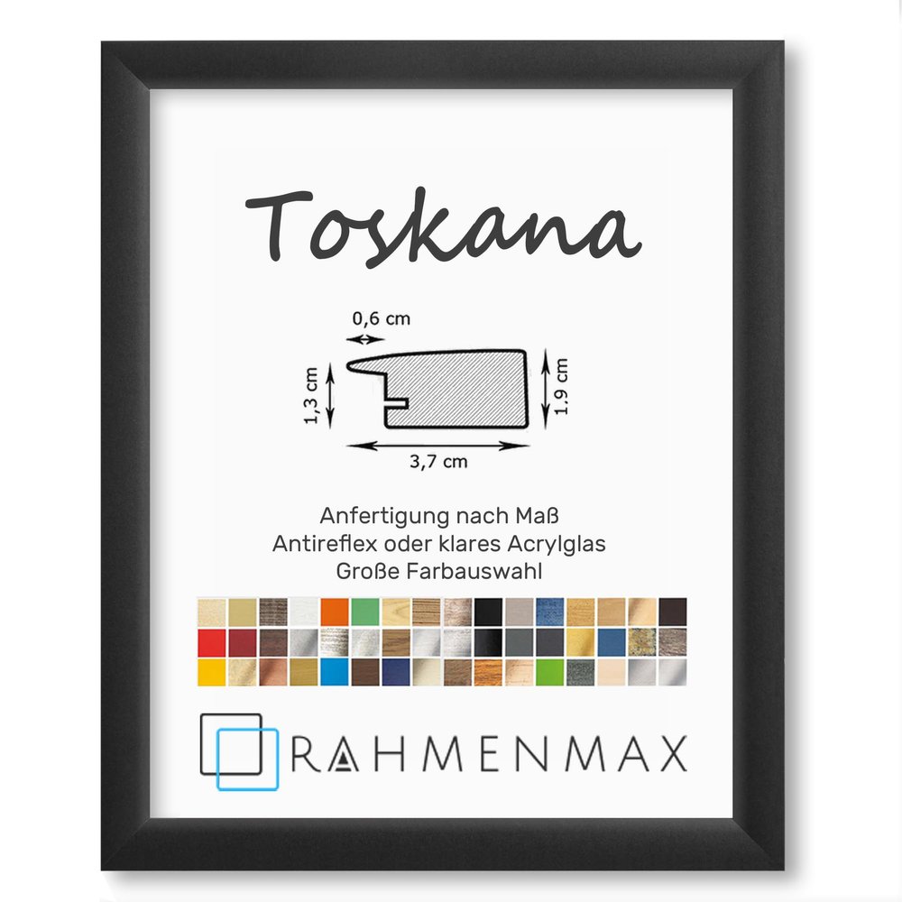 RahmenMax Toskana MDF Picture Frame, Matte Black, 77 x 84 cm