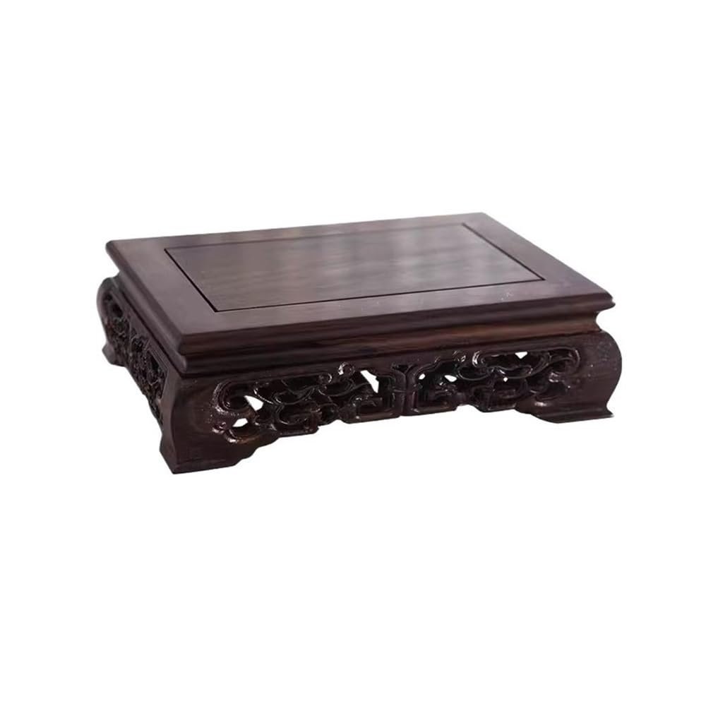 zhuyanbo007 Plant Stand, Rectangular Blackwood Carved Bonsai Base and Vase Display Stand (L)