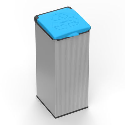 Mongardi 7421C02 4' Otto Waste Sorting System, Polypropylene Resin, Easy to Assemble, for 80–110 L Bags, Indoor and Outdoor, 32 x 35 x 80 cm, Blue and Gray