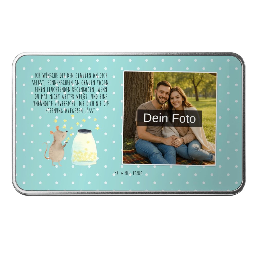 Mr. & Mrs. Panda Personalized Photo Metal Tin, Mouse and Stars