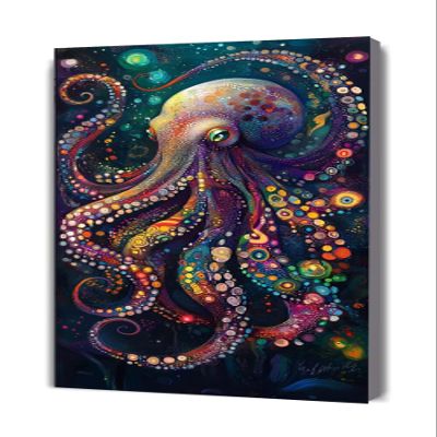 Octopus Paint by Numbers Kit for Adults, Beginners and Children, 3 Brushes, Acrylic Paint, Crease-Resistant Canvas, Unframed, 70 x 140 cm, Y-536
