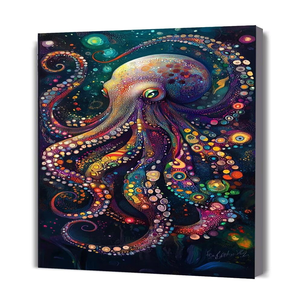 Octopus Paint by Numbers Kit for Adults, Beginners and Children, 3 Brushes, Acrylic Paint, Crease-Resistant Canvas, Unframed, 70 x 140 cm, Y-536
