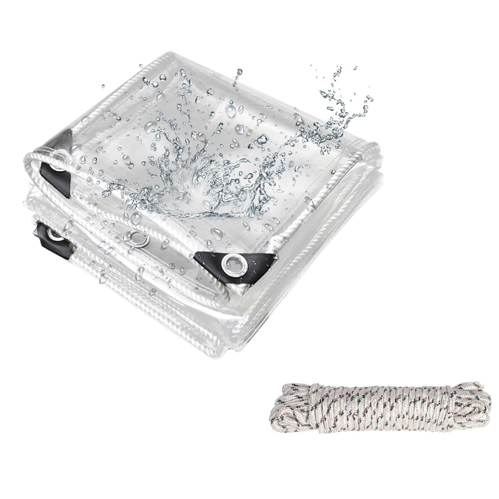 Transparent Waterproof Tarp 240 x 470 cm with Grommets