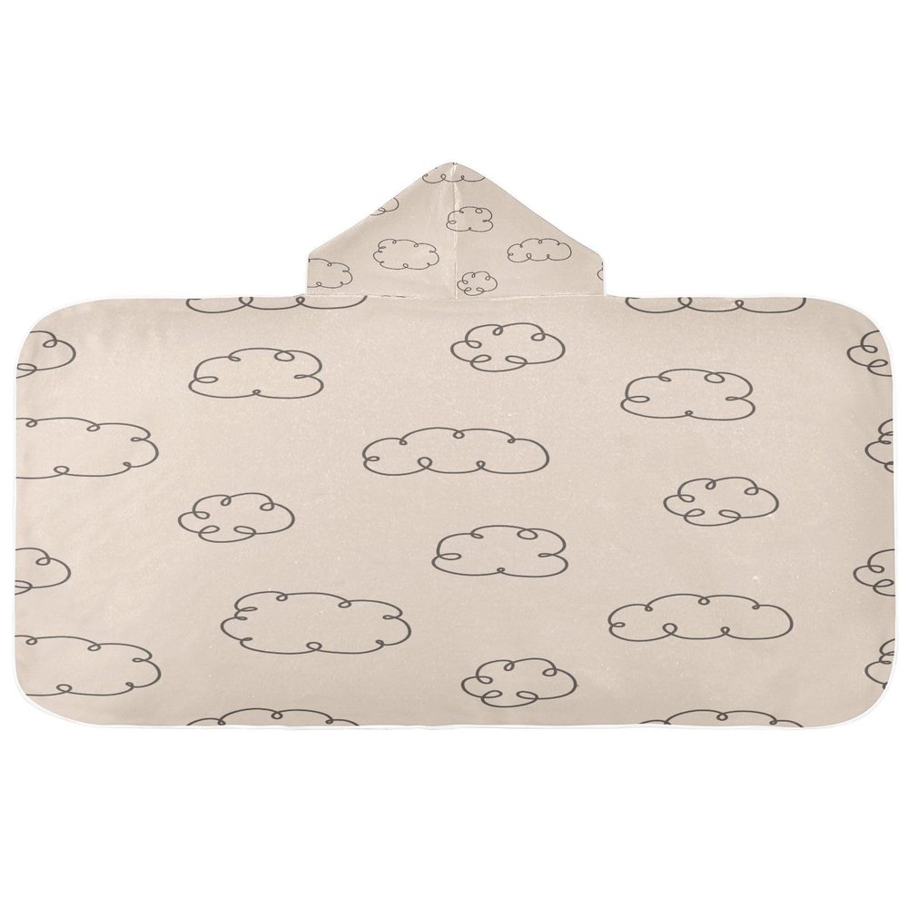 HMZXZ Hooded Kids’ Bath Towel, Cartoon Clouds, 127 x 59.7 cm