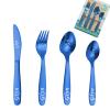 Personalized Engraved Stainless Steel Cutlery Set, 4 Pieces, Z-Blue Children's Cutlery view 1