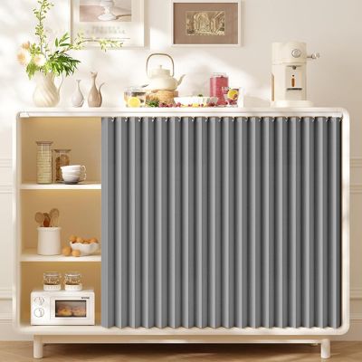 Dustproof Waterproof Cabinet Curtain with Track, Gray, 130 x 60 cm
