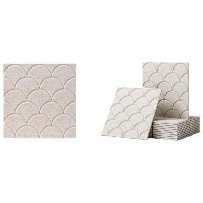 Hiseng 12-Pack Self-Adhesive Acoustic Panels, 30 x 30 cm, Soundproof Wall Panels, Sound Absorbers for Office, TV Wall, Gaming and Recording Studio, Circle (Beige 2, 30 x 30 cm)