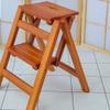 LWJSOCP Indoor Folding Wooden Step Stool, Natural, 2-Tier view 2