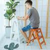 LWJSOCP Indoor Folding Wooden Step Stool, Natural, 2-Tier view 3