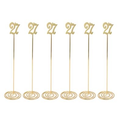 Adfaga Metal Table Numbers, Freestanding Table Signs with Stable Bases for Weddings, Parties and Banquets, 6-Piece Set (27)