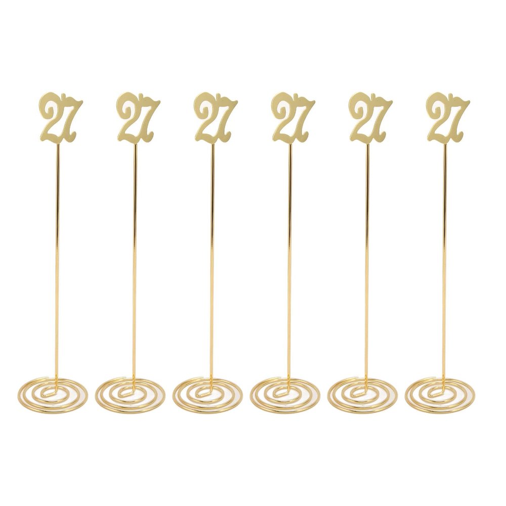 Adfaga Metal Table Numbers, Freestanding Table Signs with Stable Bases for Weddings, Parties and Banquets, 6-Piece Set (27)