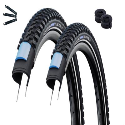 Schwalbe Bicycle Tires 2 x Marathon Plus MTB SmartGuard E-50 ADDIX Black-Reflex 57-559 (26 x 2.10) + 2 x Schwalbe SV13 Tubes incl. maxxi4you Tire Levers
