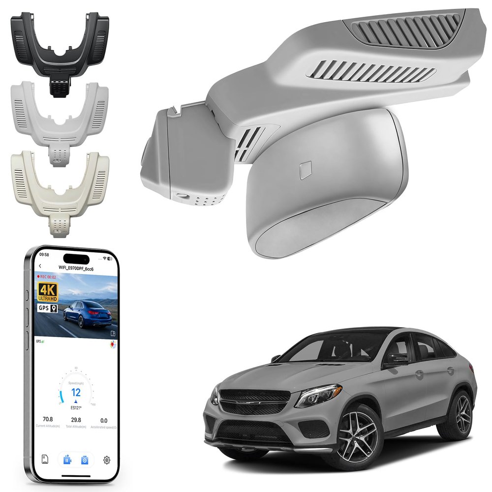 4K Dash Cam Custom-Fit for Mercedes-Benz GLE (W166/C292) 2016–2019 and GLS (X166) 2017–2019, Model A Gray, 4MATIC