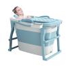 Foldable Bathtub with Massage Rollers, Cover, and Seat, 103 × 67 × 72 cm, Blue view 1