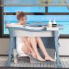 Foldable Bathtub with Massage Rollers, Cover, and Seat, 103 × 67 × 72 cm, Blue view 2