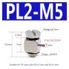 Brass Pneumatic Quick-Connect Barb Elbow Fittings, M5, 3/4/6 mm, 10-Piece Set (PL2-M5) view 2
