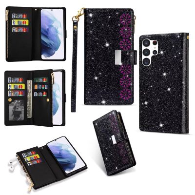 xinyunew Flip Case for Samsung Galaxy S25 FE, Premium PU Leather, 9 Card Slots, Stand, Black