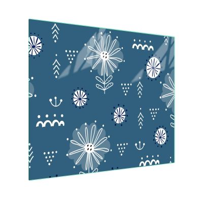 SFArt Tempered Glass Stove Cover, 1-Piece, 70 x 52 cm, Cutting Board & Ceramic Cooktop Cover, Blue Pattern