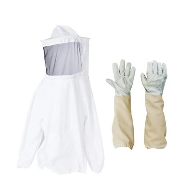 Bee Protective Jacket with Hood and Sheepskin Gloves