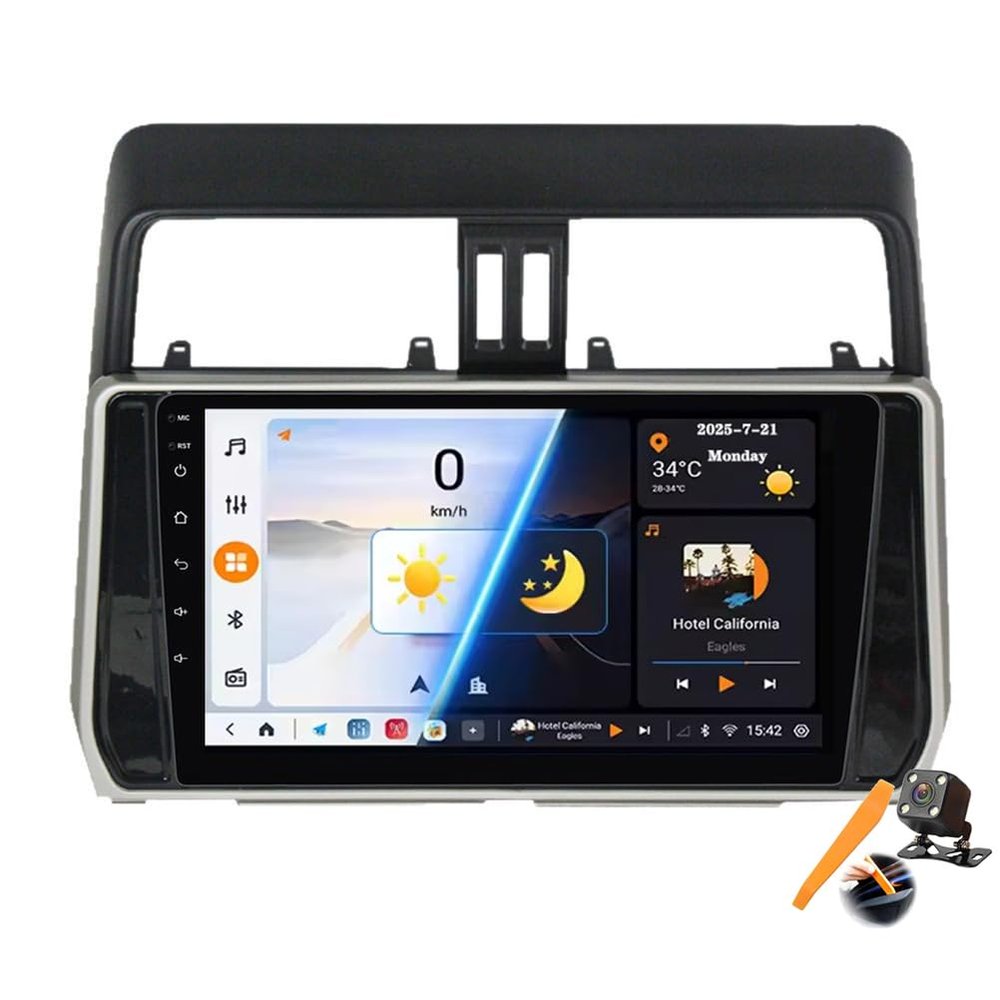 Y700S Android 15.0 2-DIN Stereo Replacement for Prado 2017–2018, 10-Inch Car Tablet DVD Multimedia Player with GPS Navigation, FM, Bluetooth, Android Auto & CarPlay