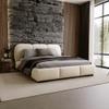 Chilly Möbel Design Savona Upholstered Bed 160x200 cm with Storage, Slatted Base and Headboard, Beige Bouclé view 1