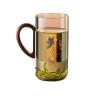 ROEUIPG 500 ml Transparent Glass Cup with Wooden Handle, Lotus Pattern view 1