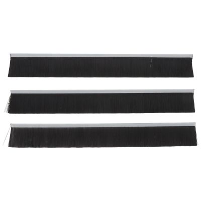 3-Pack Black Mailbox Sealing Brush Strips, Nylon and Metal