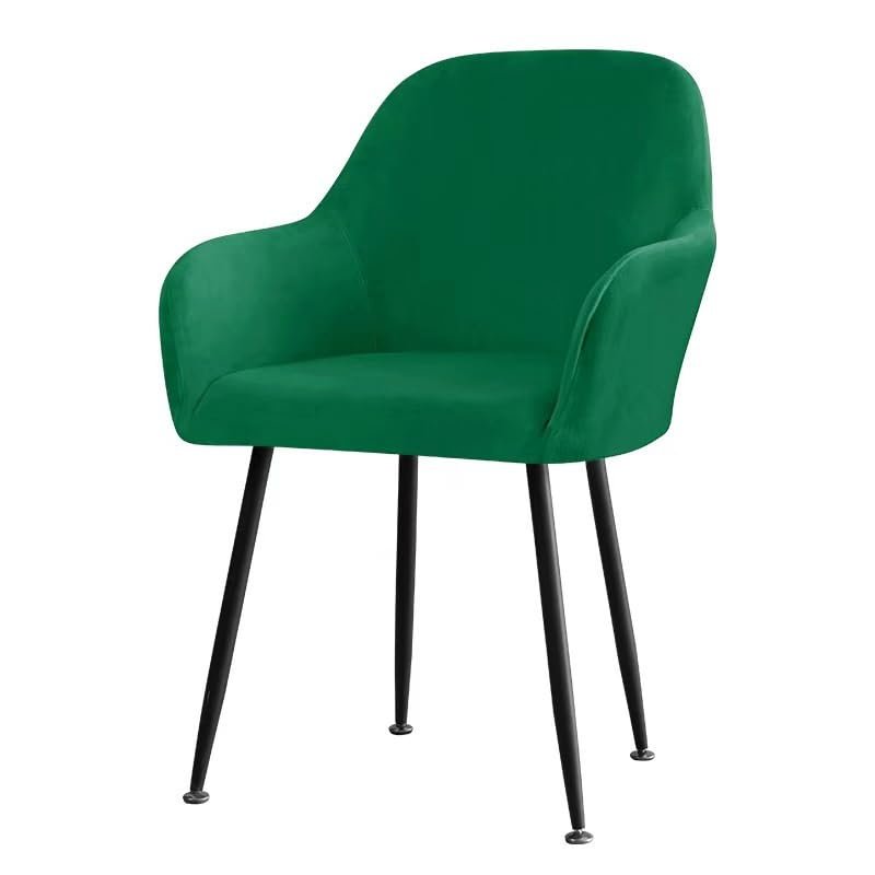 Stretch Velvet Chair Cover with Armrests, Grass Green