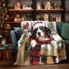 Farmhouse Christmas Blanket with Bernese Mountain Dog, 40 x 50 in view 2