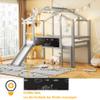 Merax Gray Kids’ Loft Bed 90 x 200 cm with Slide and Ladder view 2
