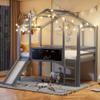 Merax Gray Kids’ Loft Bed 90 x 200 cm with Slide and Ladder view 3