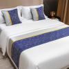 Bed Valance, Golden Bed Runner, Modern King-Size Bed Scarf, Blue, 50 x 240 cm for a 180 cm Bed view 1