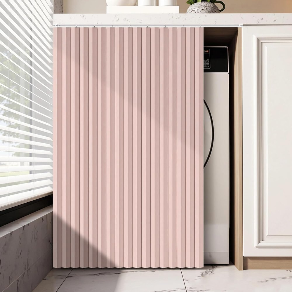 Single Tree Forest Cabinet Curtains with Rails, Pink, W140 x H90 cm