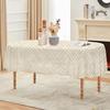 Geometric Oval Tablecloth 160 x 200 cm, Stain-Resistant Washable Table Cover with Abstract Beige Pattern view 2