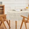Geometric Oval Tablecloth 160 x 200 cm, Stain-Resistant Washable Table Cover with Abstract Beige Pattern view 3
