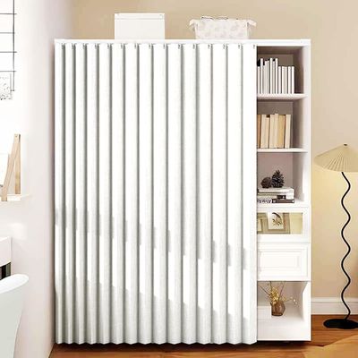 Single Tree Forest Cabinet Curtains with Tracks and Open-Shelf Curtains for Closets, Kitchens and Room Dividers, White, W200 x H240 cm