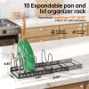 MUDEELA Pot Lid Holder & Organizer, 14 Compartments, Expandable, Black view 2