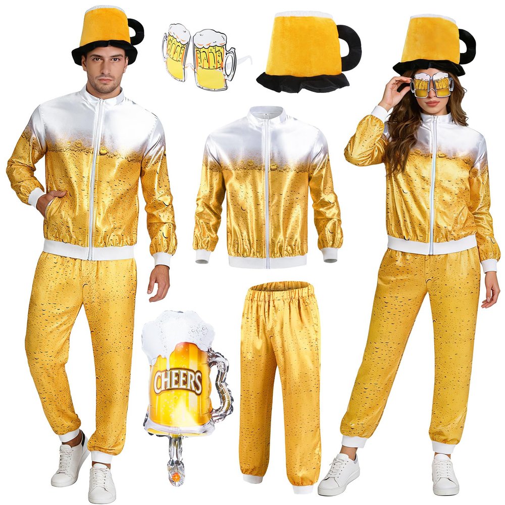 Kitimi Beer Costume for Men and Women, Unisex 80s/90s Party Tracksuit, XL