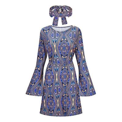Women's Hippie Costume Dress with 1970s Headband