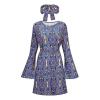 Women's Hippie Costume Dress with 1970s Headband view 1