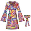 Women's Hippie Costume Dress with 70s Headband view 1